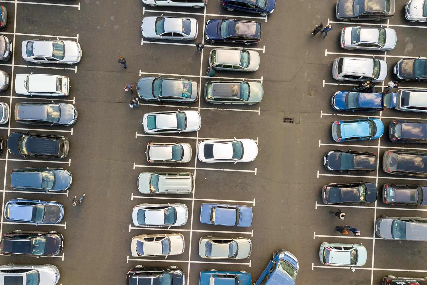 helicopter view of parking lot