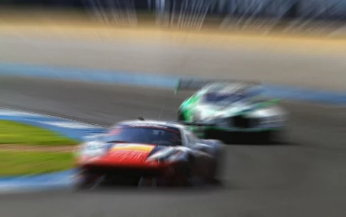 two race cars approaching