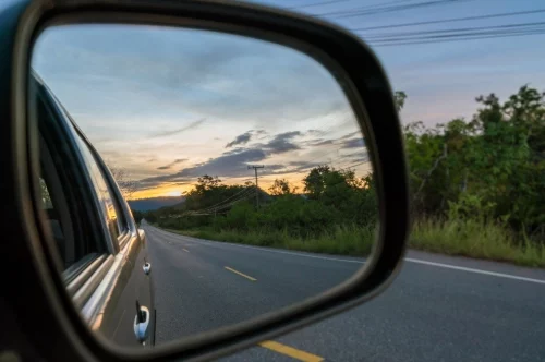 side mirror of car close up